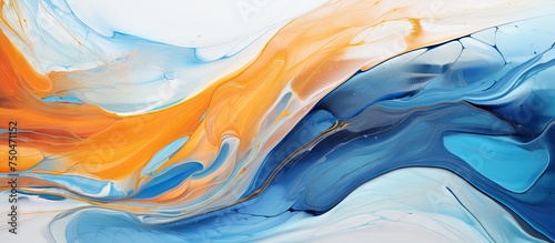 Vibrant Blue and Orange Abstract Wave Painting - Modern Artistic Expression