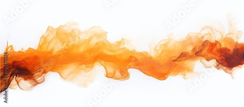 Vibrant Orange and Red Oil Paint Smudge Creating Abstract Art on White Background