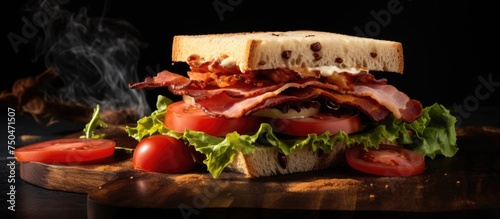 Gourmet BLT Sandwich - Bacon, Lettuce, and Tomato Delight with Cheese on Textured Background