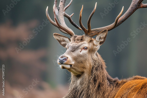 Red deer, adult male with large acid horns, World Wildlife Day