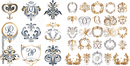 Calligraphic letter elements and frame elegant decor. Vector Symbols