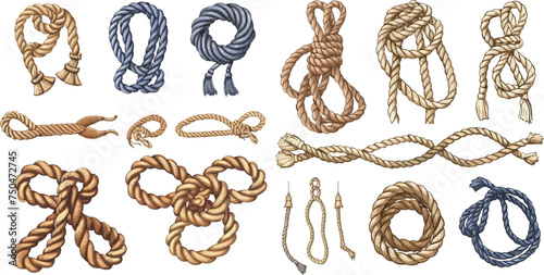 Nautical rope knots vector decorative vintage elements photo