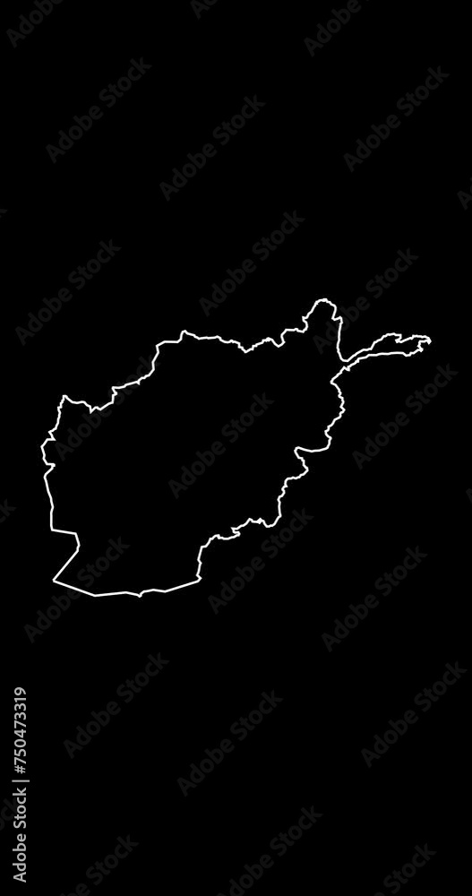 Afghanistan map outline animation vertical video Afghanistan map outline animation vertical video