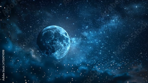 Captivating moon shines in a starry night sky a breathtaking celestial display. Concept Night Sky Photography, Celestial Beauty, Moonlit Moments, Starry Night Magic photo