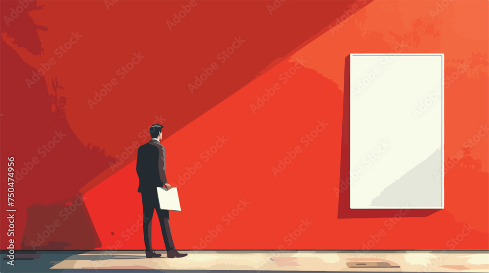 Businessman showing blank signboard with copyspace 