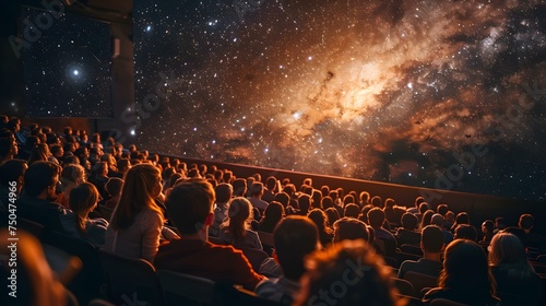 Engaging Astronomy Show for a Young Audience at the Planetarium Theater. Concept Astronomy, Planetarium, Young Audience, Engaging Show, Educational Entertainment photo