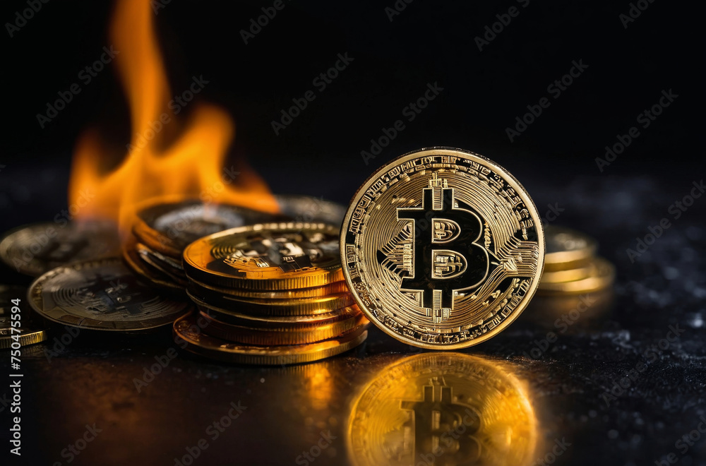 burning bitcoin background