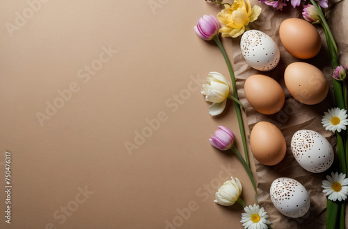 easter card with tulips and eggs