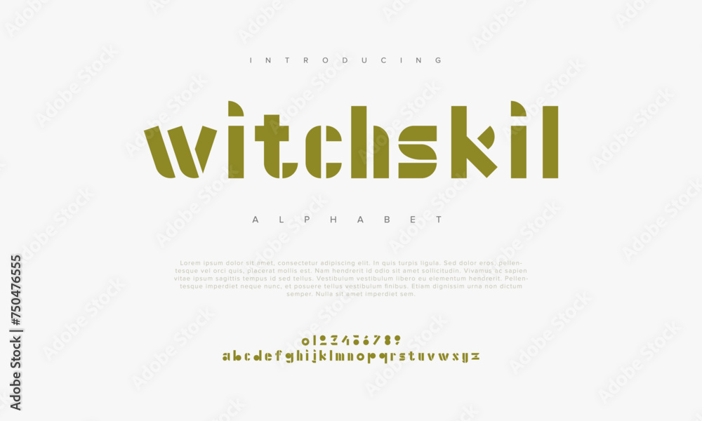 Witchskill creative geometric modern urban alphabet font. Digital abstract futuristic, fashion, sport, minimal technology typography. Simple numeric vector illustration
