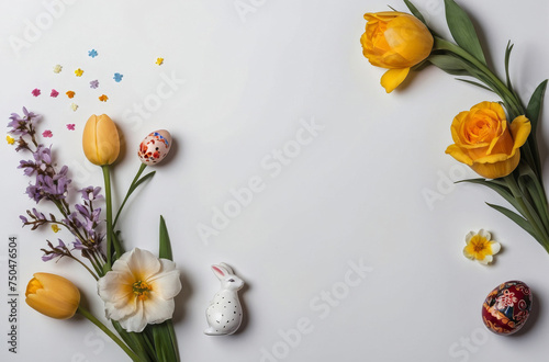 easter card with tulips and eggs #750476504