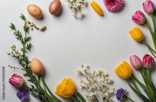 easter card with tulips and eggs