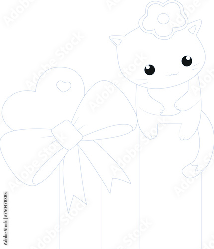 Cute cat coloring page for children photo