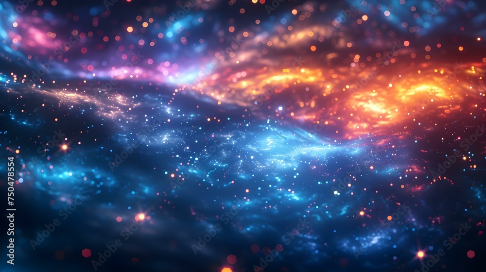 Colorful cosmic nebula making a starry night sky background. Concept Astronomy, Nebula Photography, Starry Night Sky, Cosmic Imagery, Colorful Backgrounds