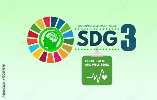 Sustainable development goals icon. 3rd goal is good health and well being