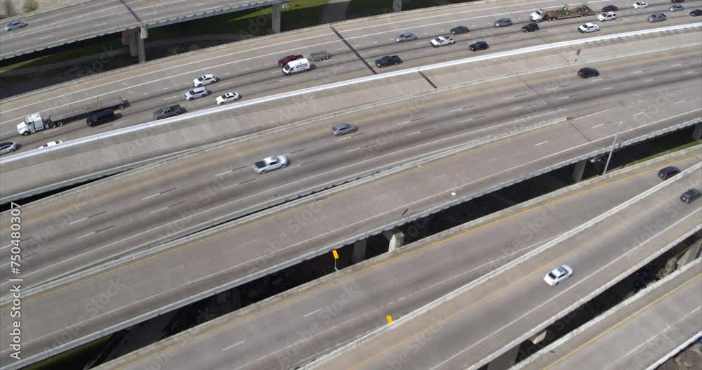 Birds eye view of I-10 West and the Buffalo Bayou in Houston, Texas Birds eye view of I-10 West and the Buffalo Bayou in Houston, Texas