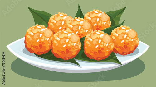 Dry fruit Mewa laddu Indian Sweets or Mithai Food Vector
