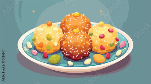Dry fruit Mewa laddu Indian Sweets or Mithai Food Vector