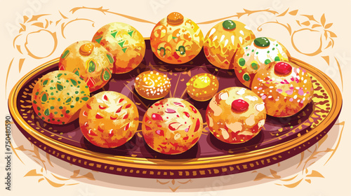 Dry fruit Mewa laddu Indian Sweets or Mithai Food Vector