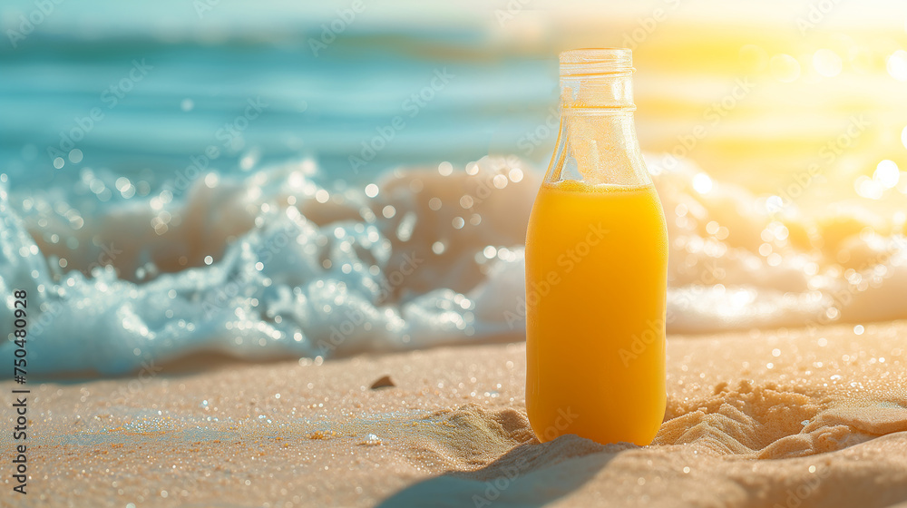 orange juace of summer beach and glass orange juace of summer beach and glass