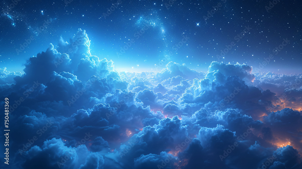 Obraz premium Space of night sky with cloud and stars