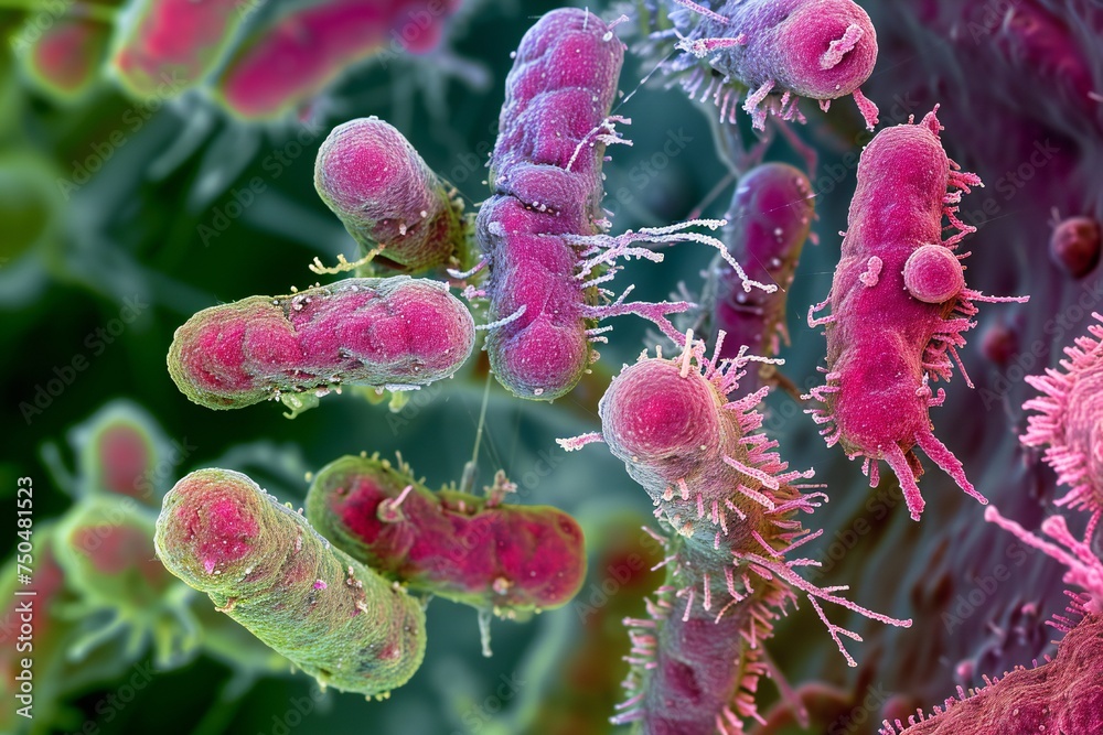 Bacteria closeup view under microscope Generative Ai Bacteria closeup view under microscope Generative Ai
