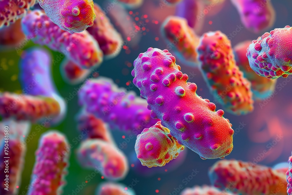 Bacteria closeup view under microscope Generative Ai Bacteria closeup view under microscope Generative Ai