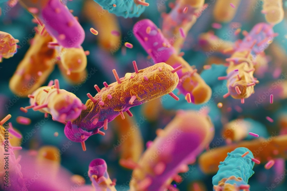 Bacteria closeup view under microscope Generative Ai Bacteria closeup view under microscope Generative Ai