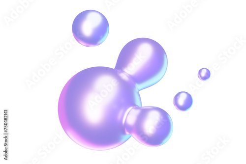 Abstract 3d round metaball liquid shape with holographic effect.