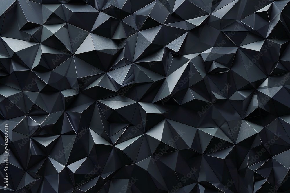 Black low poly triangles flat background Generative Ai 