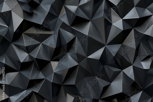 Black low poly triangles flat background Generative Ai  © LayerAce.com