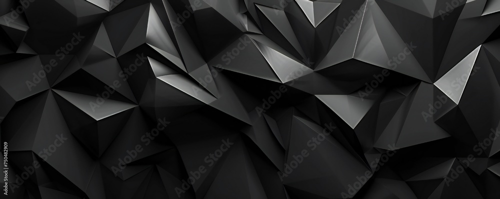 Fototapeta premium Black low poly triangles flat background Generative Ai 