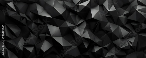 Black low poly triangles flat background Generative Ai © LayerAce.com