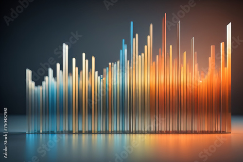 Colorful bar chart on blurred background.
