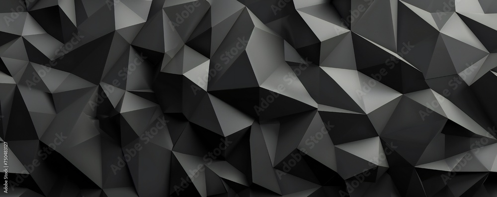 Black low poly triangles flat background Generative Ai Black low poly triangles flat background Generative Ai