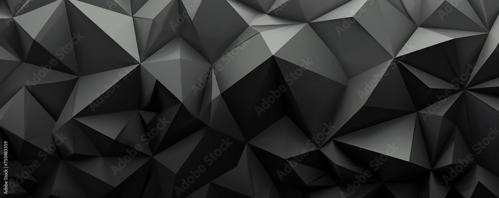 Black low poly triangles flat background Generative Ai Black low poly triangles flat background Generative Ai