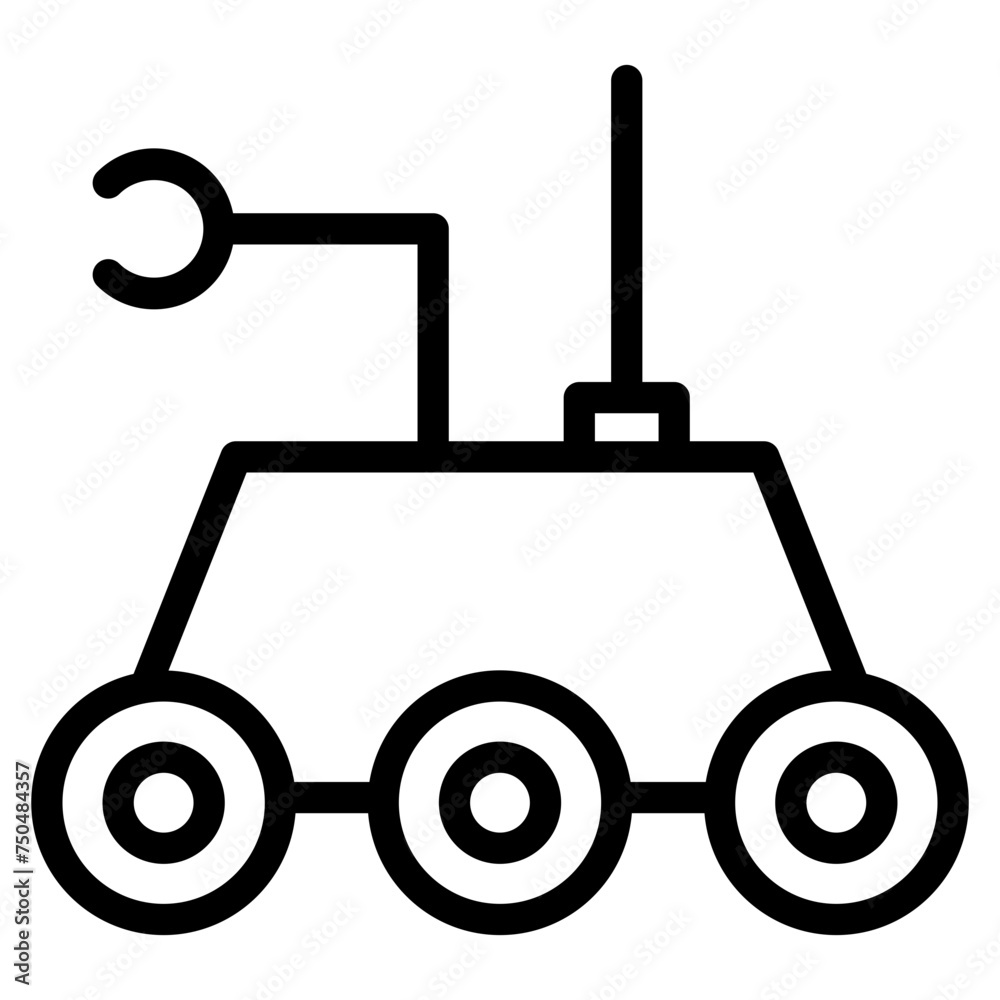 Rover, robotic spacecraft for planetary exploration, linear icon Rover, robotic spacecraft for planetary exploration, linear icon