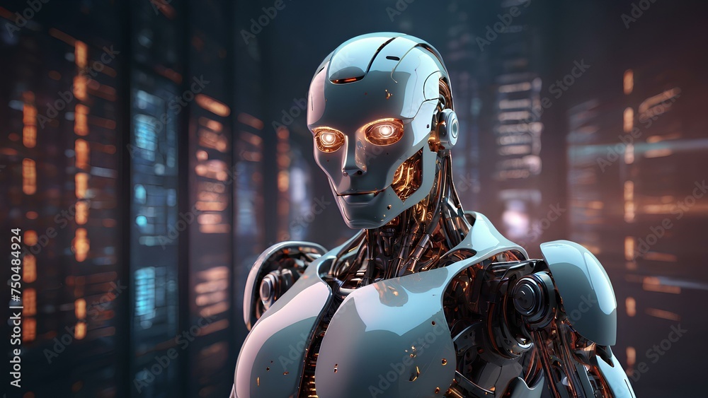 3d illustration AI robot using cyber security 3d illustration AI robot using cyber security