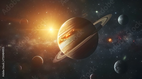 Stunning celestial scene vibrant planets and stars in cinematic galaxy backdrop. Concept Space Photography, Celestial Images, Galactic Backdrops, Vibrant Planets, Cinematic Galaxies