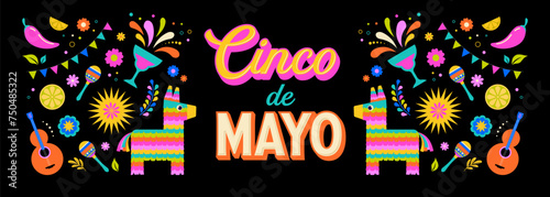 Cinco de Mayo colorful fun design. Mexican fiesta concept. Banner, poster in modern geometric style. Vector illustration