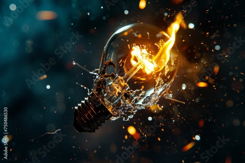 Ignition of Ideas: Exploding Light Bulb Concept. Generative ai