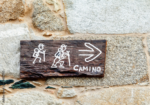 Road sign of Camino de Santiago photo