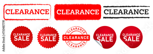 clearance circle and rectangle red stamp and label sticker sign business marketing sale