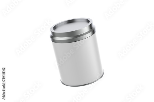 Matte Metallic Tea Tin Can Mockup Isolated On White Background. 3d illustration