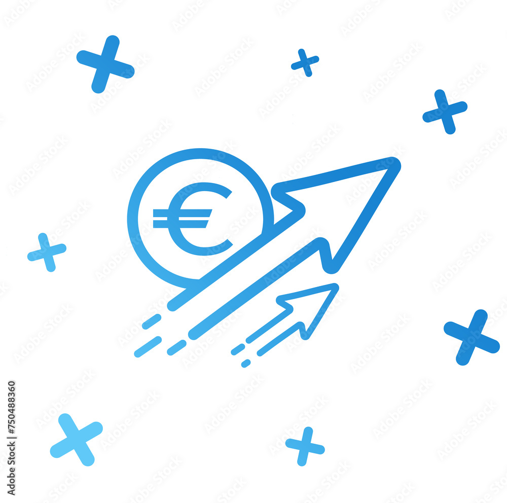 Fototapeta premium Euro currency currency exchange coin arrow icons on a white background