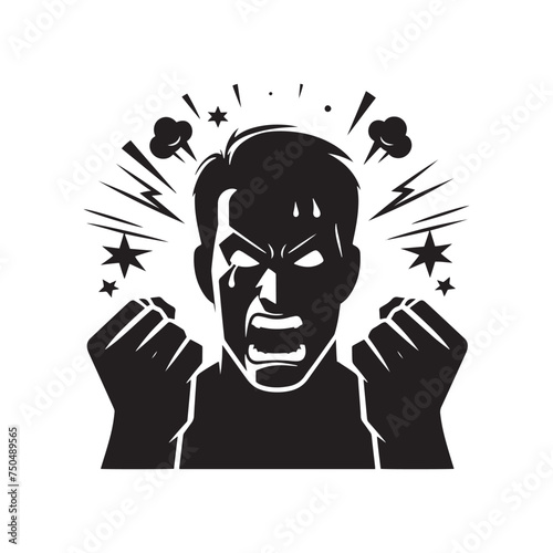 Burning Reaction: Vector Angry Person Silhouette - Expressing Intense Emotion in Striking Form. Angry Person Illustration, Angry man vector.
