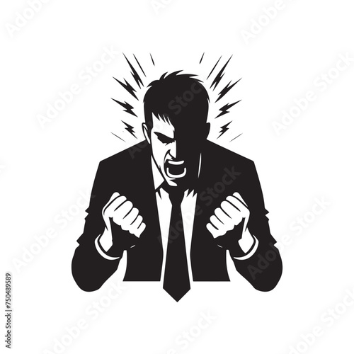 Burning Reaction: Vector Angry Person Silhouette - Expressing Intense Emotion in Striking Form. Angry Person Illustration, Angry man vector.