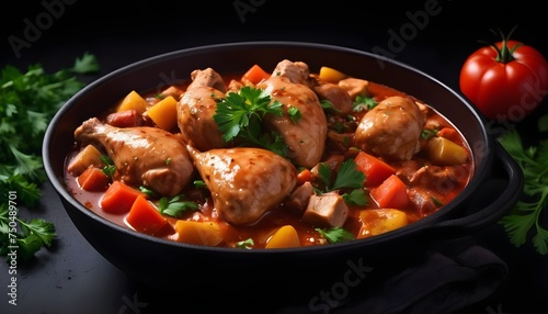 diced chicken meat and vegetables