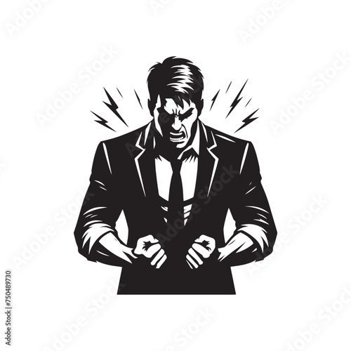 Burning Reaction: Vector Angry Person Silhouette - Expressing Intense Emotion in Striking Form. Angry Person Illustration, Angry man vector.