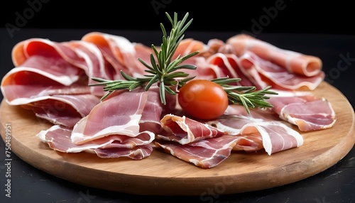 Dry cured Prosciutto crudo parma ham on a butcher knife.  Isolated, white background
