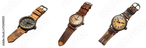 old Watch with leather strap isolate Transparent PNG